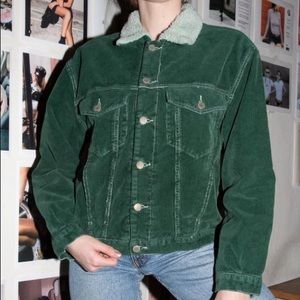 Brandy Melville Green Shearling Corduroy Jacket
